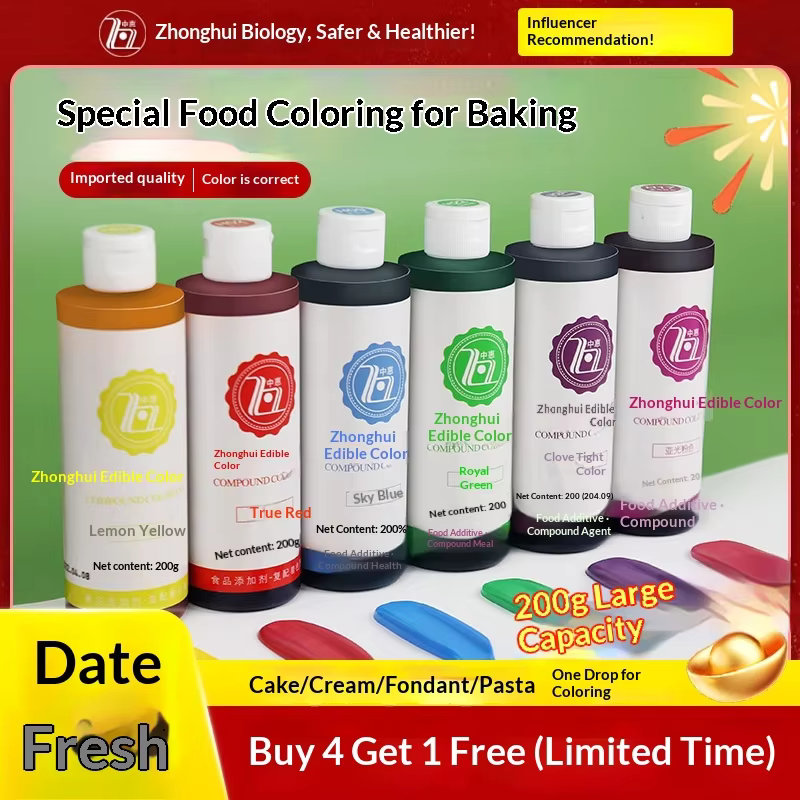Water-soluble Liquid Food Coloring (Colorants) Baking Edible Cake Cream Fondant Food-Grade Red Black White 100% Pigment Large