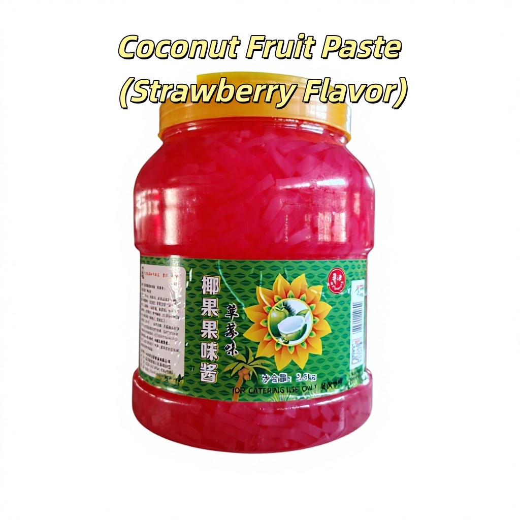 Coconut Fruit Paste Strawberry Flavor Premium Bubble Tea Topping for Smoothies Slushies Iced Drinks (2.5kg Bulk Pack 12-Month