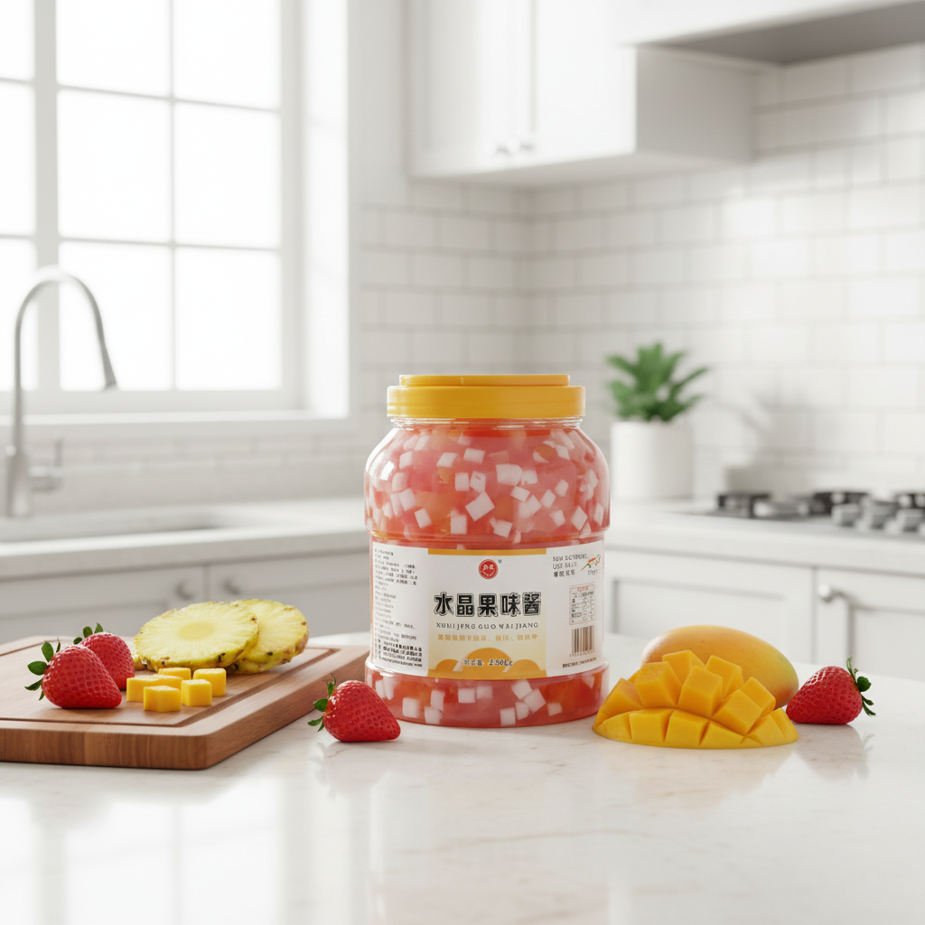 Crystal Fruit Sauce for Milk Tea & Bubble Tea 2.55kg Bulk Jar Natural Flavors 12-Month Shelf Life for Drinks & Shaved Ice