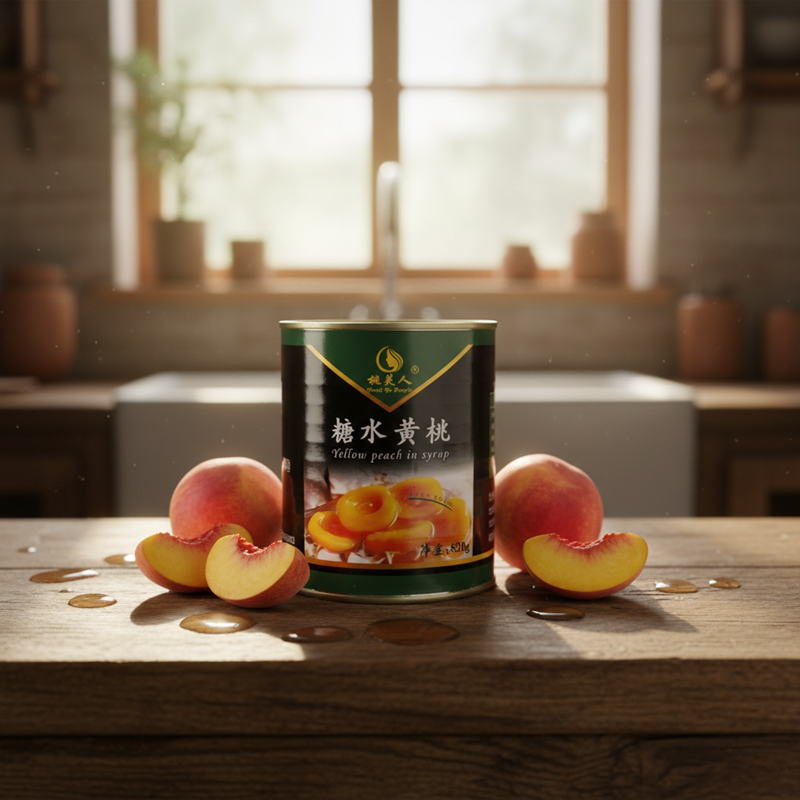 Canned Yellow Peaches Syrup 820g Premium Baking Dessert Ingredient Fresh Fruit Pies Cakes Smoothies Yogurt Topping 24-Month