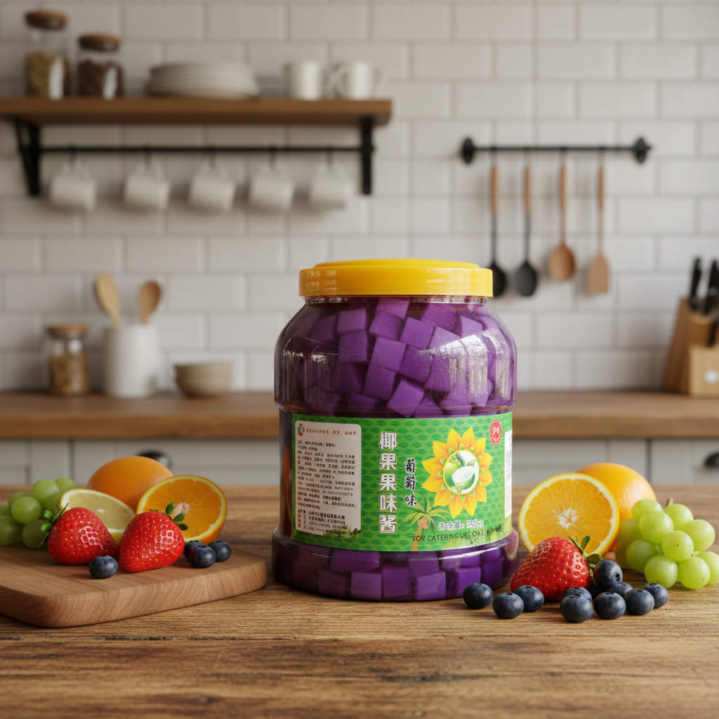 Grape Coconut Fruit Flavor Jelly Sauce for Bubble Tea & Milk Tea 2.5kg Bulk Jar Ready-to-Use Topping for Drinks & Shaved Ice